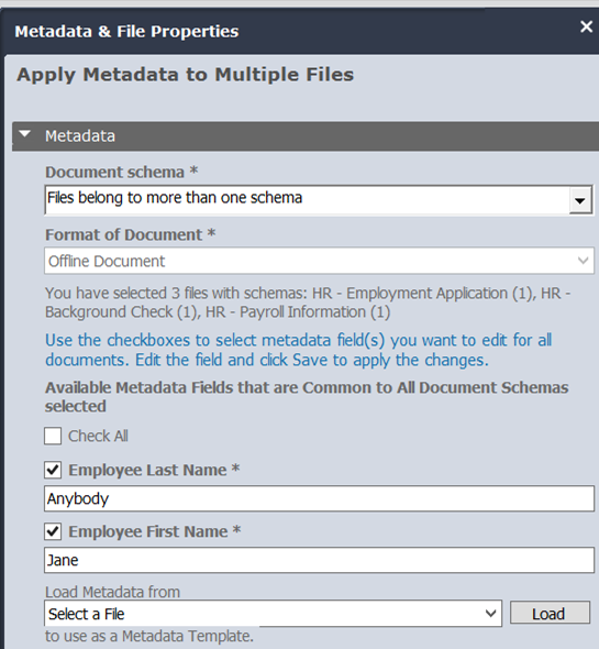 Metadata pane multiple files