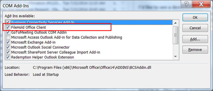 com add-ins management dialog