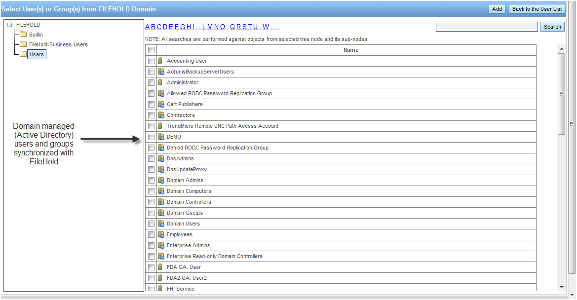 Adding domain users and groups