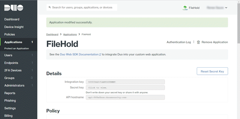 Duo configuration screen