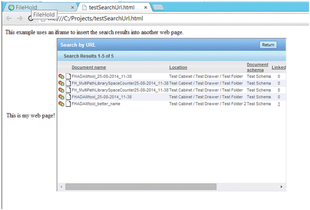 FileHold search integration with external application