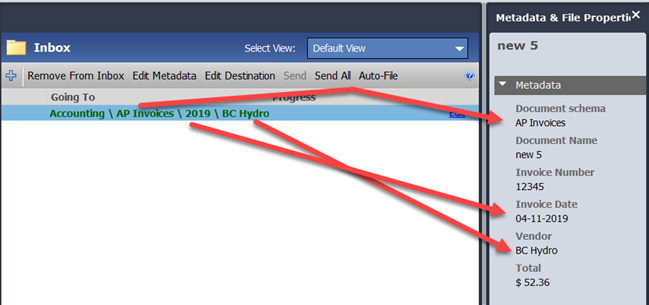 Merge tag auto-filing template example in Inbox