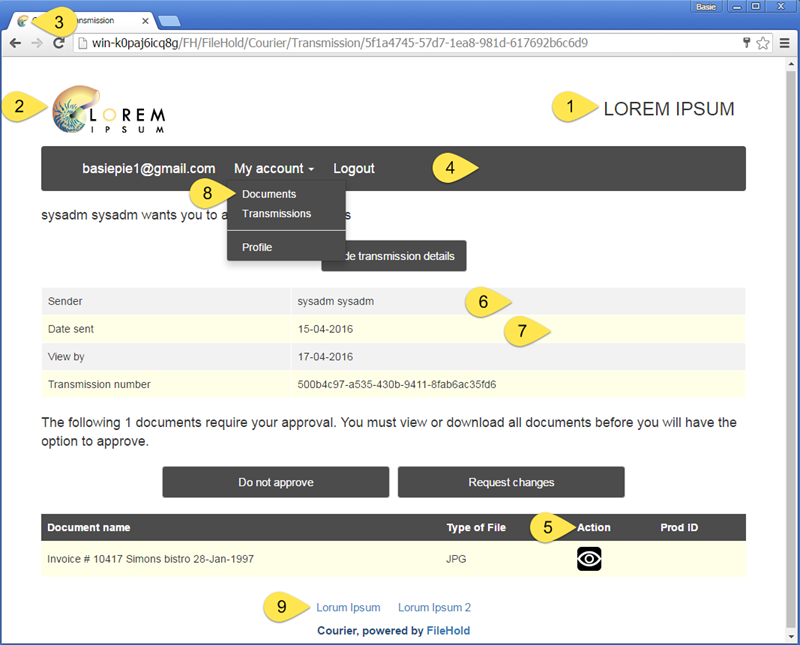 Courier portal customization example