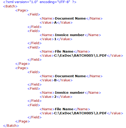 Kofax xml file format
