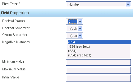 Number type metadata field
