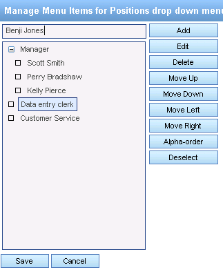 Managing drill down menu items