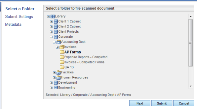 Submit document from Scanning Inbox