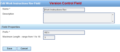 Version control field configuration