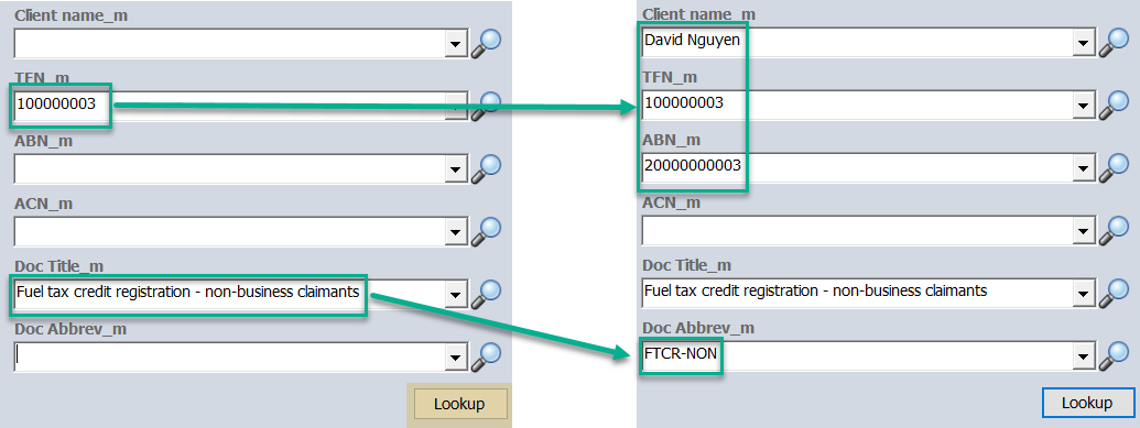 Database lookup in metadata pane with schema lookup