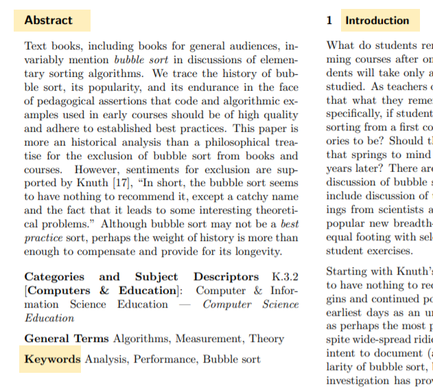 Search in scientific paper