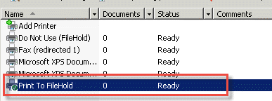 Print-to-FileHold virtual printer