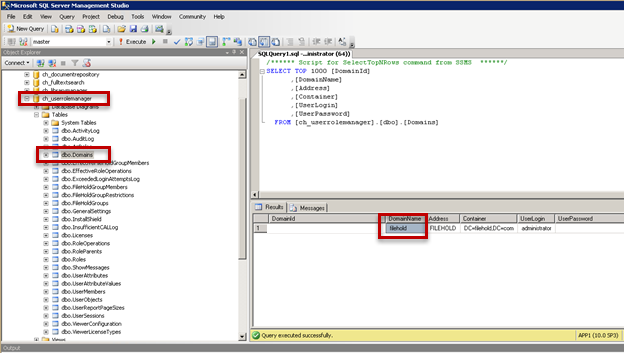 Microsoft SQL domains table