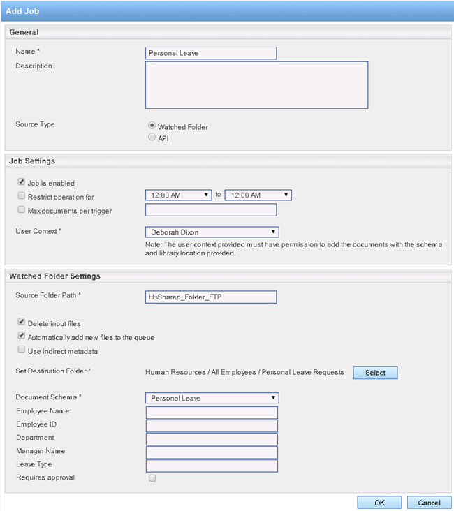 Personal leave form ADI job example