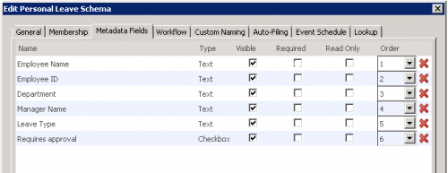 Personal leave schema example