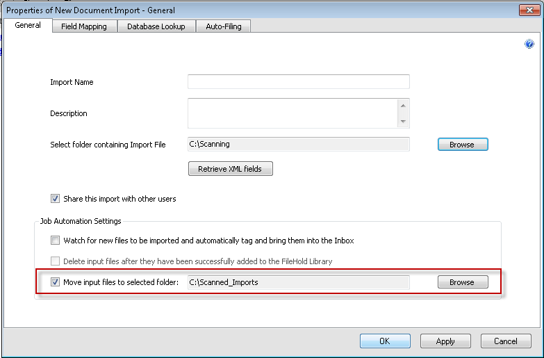 Manage imports - move input files