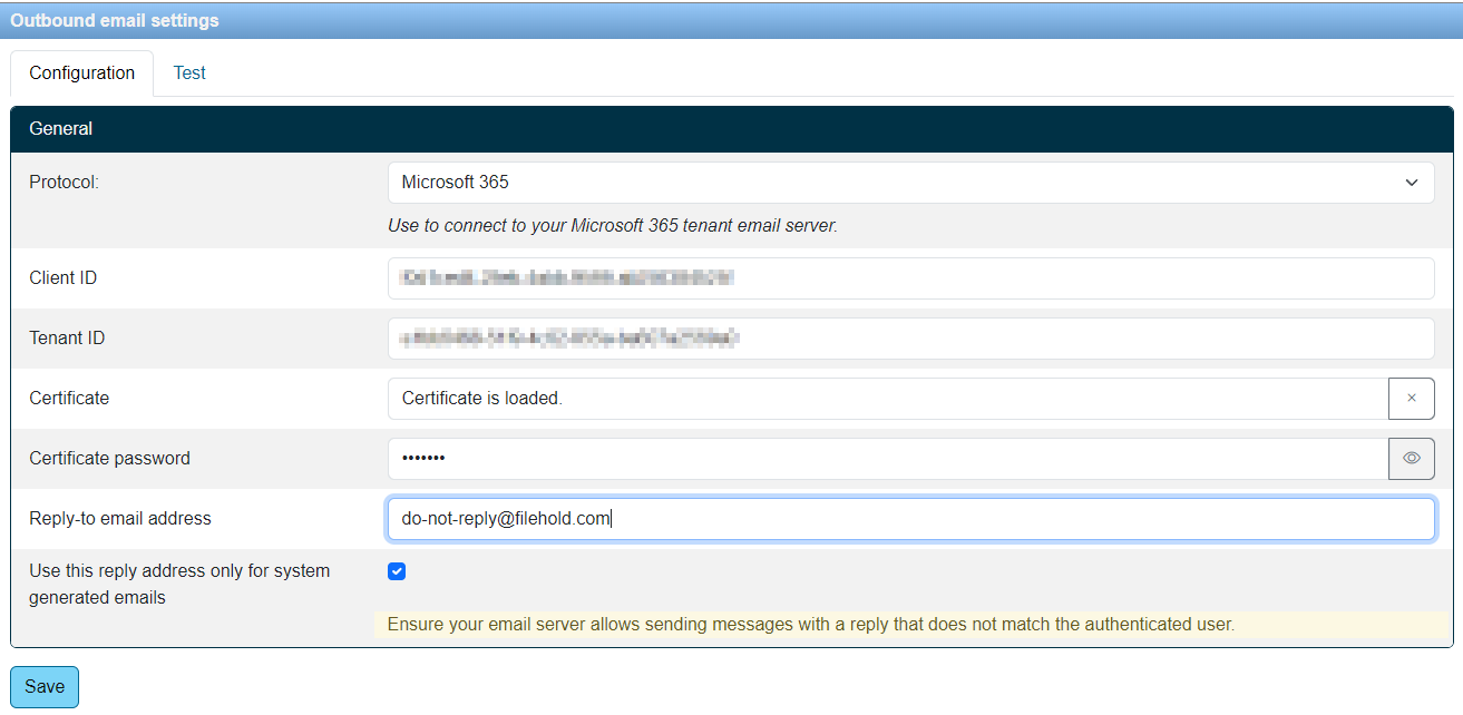outbound email configuration